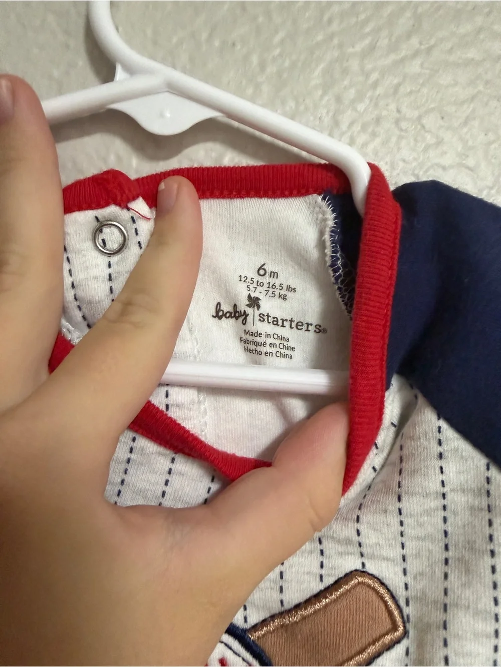 Baby Starters Navy, White & Red Little Slugger Footed One-Piece